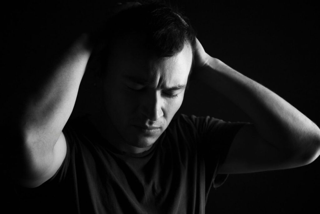 man with anxiety during alcohol withdrawal